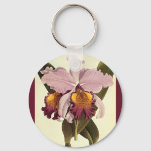 Porte-clés Orchidée Cattleya Violette Vintage, Fleurs Tropica
