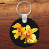 Porte-clés orchidée Cymbidium jaune (Recto)