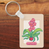 Porte-clés Orchidée, orchidée, pixelart, Pixel Art (Recto)