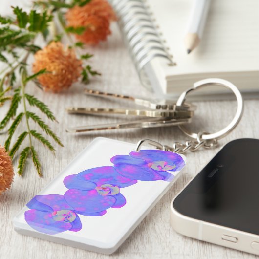 Porte-clés Orchidée violette aquarelle (Devant droit)