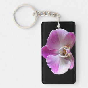 Porte-clés Orchidée violette et blanche