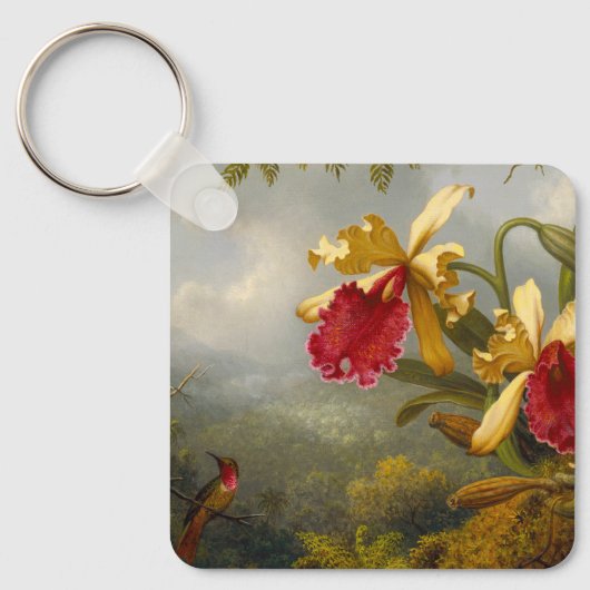 Porte-clés Orchidées et colibri Heade (Recto)