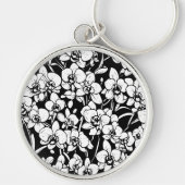 porte-clés orchidées noir et blanc (Devant)