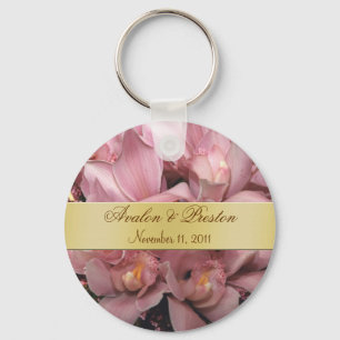 Porte-clés Orchidées roses épousant le porte - clé d'or de