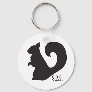 Porte-clés Oreille d'écureuil silhouette des bois initiales