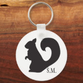 Porte-clés Oreille d'écureuil silhouette des bois initiales (Recto)