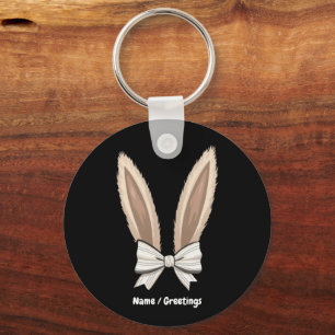 Porte-clés Oreilles de Lapin avec Nœud Coquette Joyeuses Pâqu