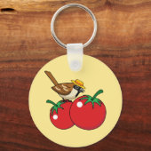 Porte-clés Organic lover Sparrow Eating Red Tomato (Recto)