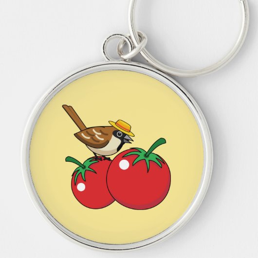 Porte-clés Organic lover Sparrow Eating Red Tomato (Devant)