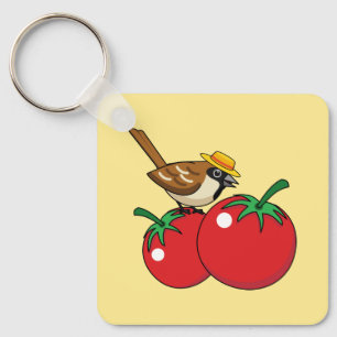 Porte-clés Organic lover Sparrow Eating Red Tomato