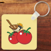 Porte-clés Organic lover Sparrow Eating Red Tomato (Verso)