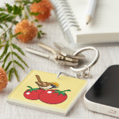 Porte-clés Organic lover Sparrow Eating Red Tomato (Devant Droit)