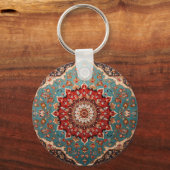 Porte-clés Oriental Perse Motif Rouge crème Bleu (Verso)