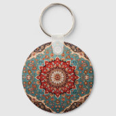 Porte-clés Oriental Perse Motif Rouge crème Bleu (Verso)