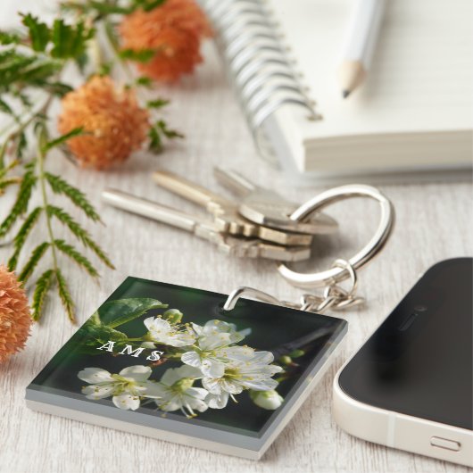 Porte-clés Original White Plum Blossom Art Acrylic Keychain (Devant Droit)