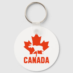 Porte-clés Orignal du Canada Érable Rouge Feuille de Canadien