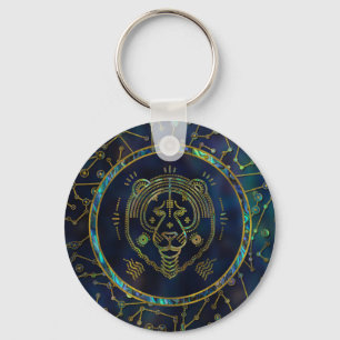 Porte-clés Ormeau d'or de zodiaque de Lion sur la