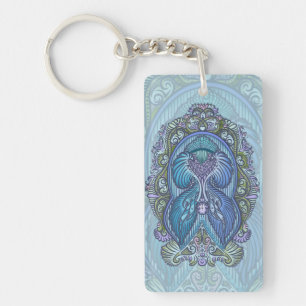 Porte-clés Ornat bleu et design Mandala Turquoise