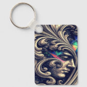 Porte-clés Ornate Abstract Face with Flowing Baroque Keychain (Recto)