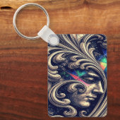 Porte-clés Ornate Abstract Face with Flowing Baroque Keychain (Recto)