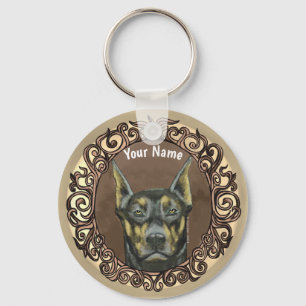 Porte-clés Ornate Doberman custom name 