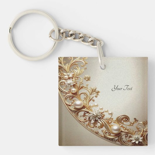 Porte-clés Ornate Gold Flourish Keychain (Devant)