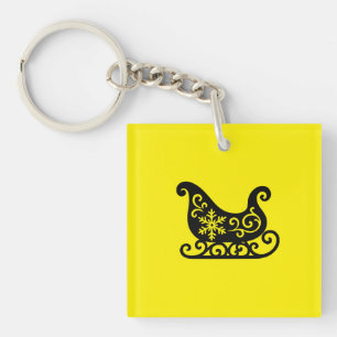 Porte-clés Ornate Sleigh with White Snowflake Design