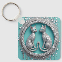 Ornement de chat en cristal double unique Sculptur