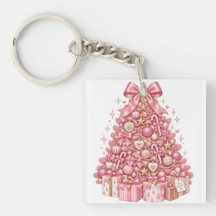 Porte-clés  Ornement de sapin de Noël rose   Coquette