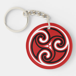 Porte-clés Ornement de Triskele celtique, rouge, noir et blan