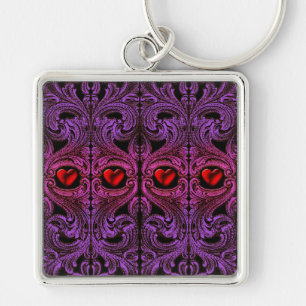 Porte-clés Ornement Goth Purple avec Coeur