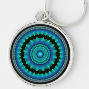 Porte-clés Ornement rond luminescent bleu