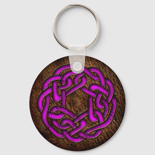 Porte-clés Ornement violet clair sur cuir (Recto)