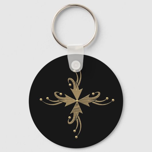 Porte-clés Ornements dorés sur fond noir (Recto)