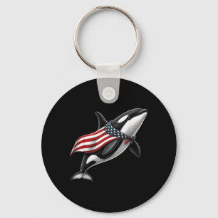 Porte-clés Orque Baleine 4 Juillet Drapeau Américain Patrioti