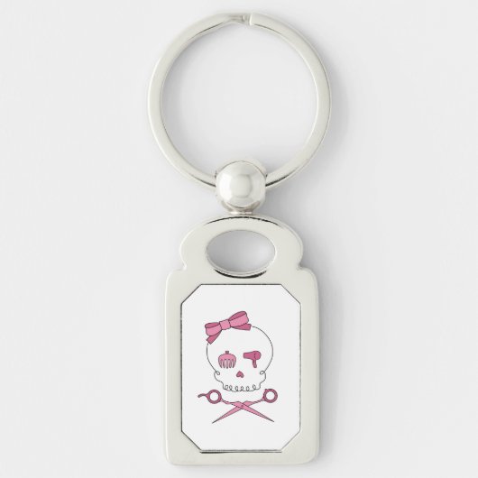 Porte-clés Os croisés accessoires de crâne et de ciseaux de (Devant)