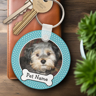 Porte-clés Os de chien et bleu Polka Dot Animaux de compagnie
