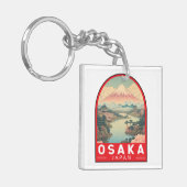 Porte-clés Osaka Japan Mount Fuji Travel Art Emblem (Devant gauche)