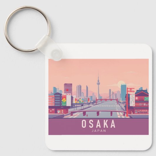 Porte-clés Osaka Japan Pastel Voyage Design (Recto)