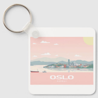 Porte-clés Oslo Norvège Fjord Pastel Voyage