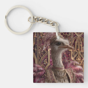 Porte-clés Ostrich dans Ornate Royal Gown et Couronne