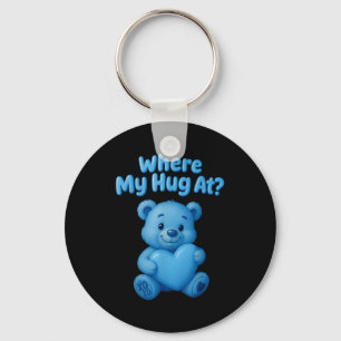 Porte-clés Où est mon câlin ours en peluche mignon tenant coe