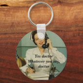 Porte-clés Oui Docteur Funny Infirmière Vintage (Recto)
