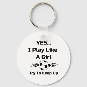 Porte-clés Oui...je Joue Comme Une Fille Flamboyante Football