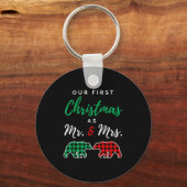 Porte-clés Our First Christmas As Mr. And Mrs. Buffalo Plaid (Recto)