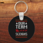 Porte-clés Our Team Sleighs Christmas Reindeers Santa's Long  (Recto)
