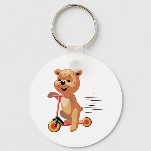 Porte-clés ours à trottinette idiot (Recto)