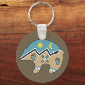 Porte-clés Ours amérindien, bleu, brun (Recto)