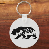 Porte-clés Ours avec montagnes et arbres (Recto)