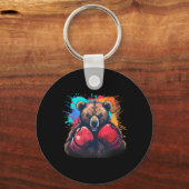 Porte-clés Ours boxeur avec gants de boxe Kickboxing Boxe drô (Recto)
